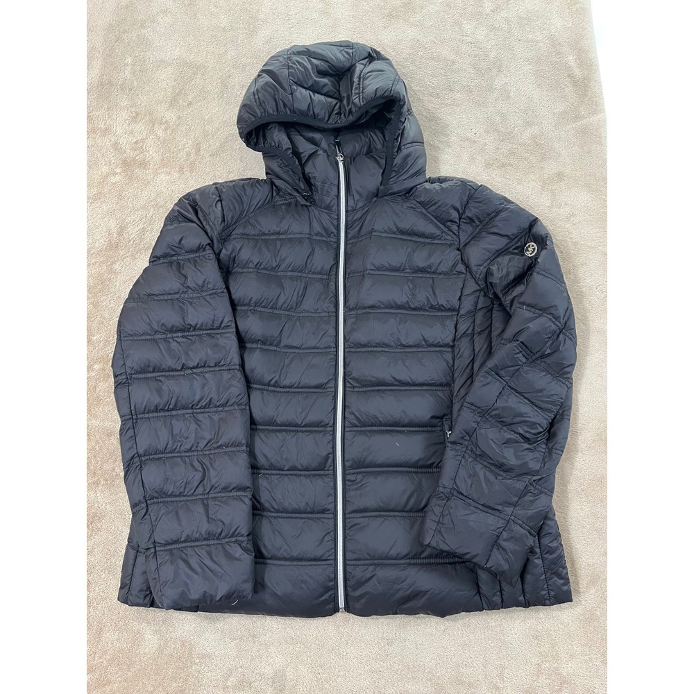Michael Kors Packable Down Fill Jacket Hooded Puffer Coat Womens XL Black EUC